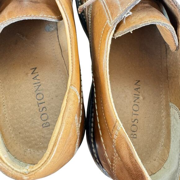 Bostonian Brown Leather Lace Up Almond Toe Rubber Sole Dress Shoes Men's Size 12 - Picture 4 of 6